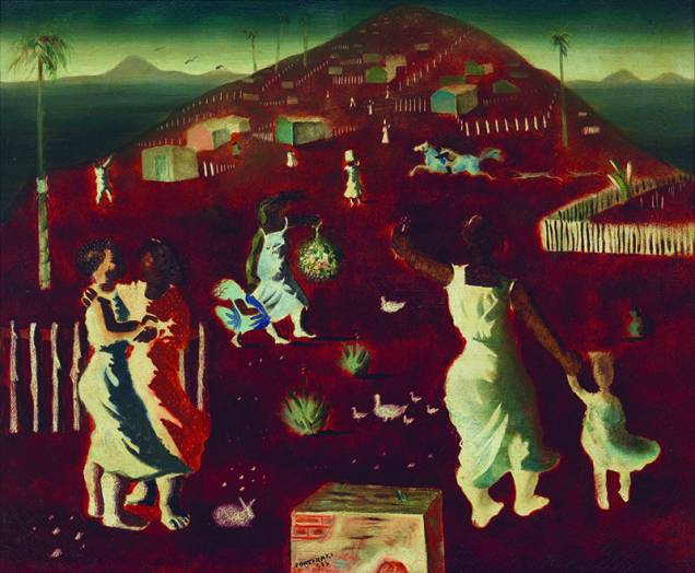 Portinari fez uma série de telas que retratam a favela do Rio, como “Domingo no Morro”, de 1935