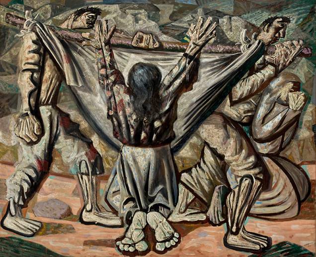 Enterro na Rede, da Série Retirantes, de 1944, é uma entre as cinco obras do acerco do Masp presentes na mostra