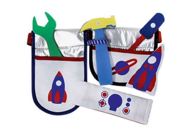 Cinto de astronauta com ferramentas e foguete de brinquedo Cinto de astronauta com ferramentas e foguete de brinquedo