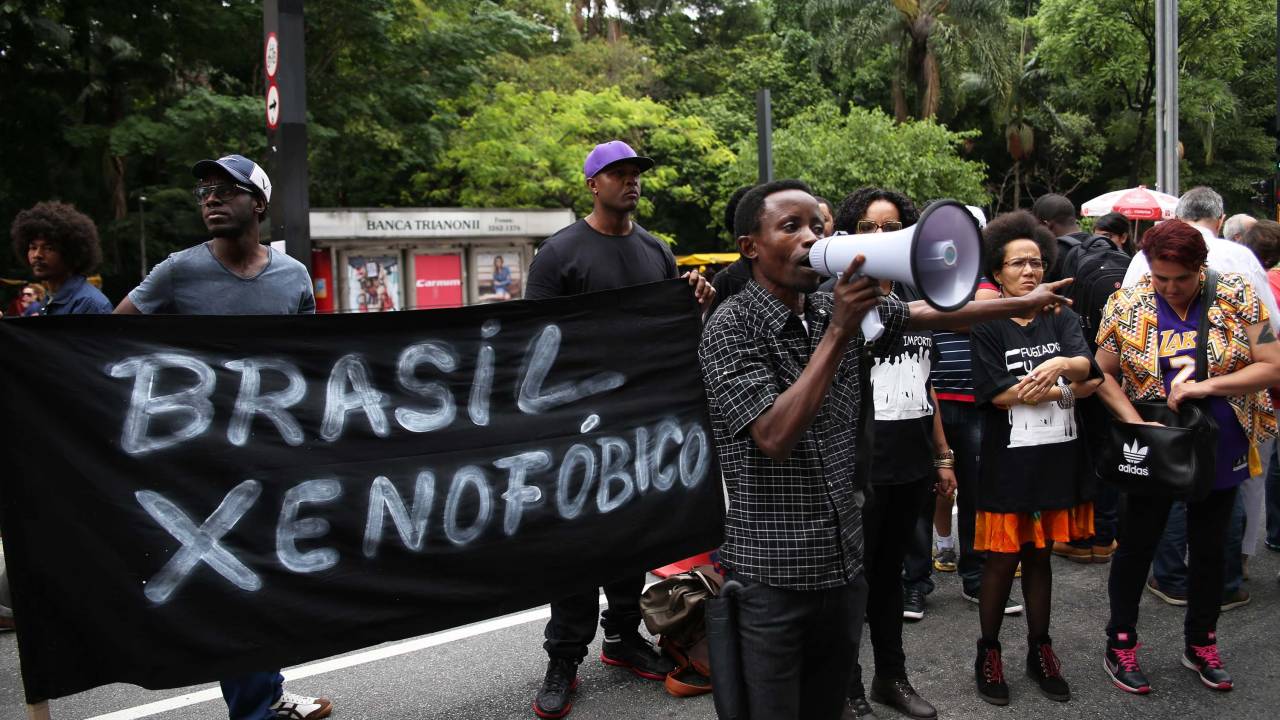 Protesto de refugiados contra racismo e xenofobia