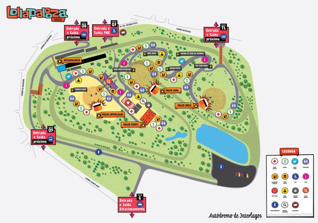 Mapa Lollapalooza Autódromo de Interlagos
