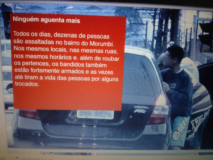 Todos os dias, nos mesmos horários e lugares, pessoas são assaltadas aqui. Não dá mais para aturar essa realidade, temos que pressionar o governo”, diz o publicitário Gabriel Araújo, autor do projeto