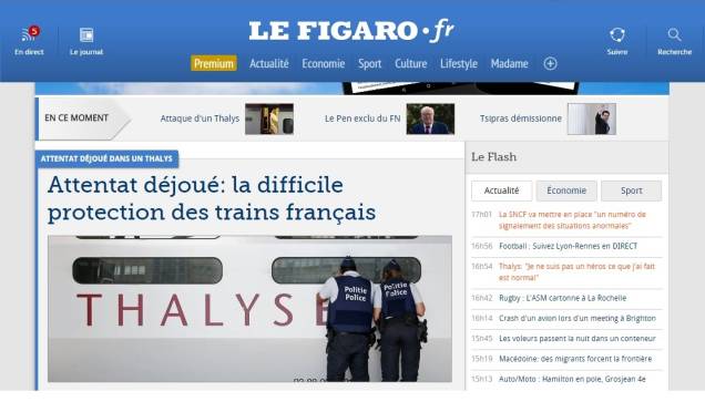 	Le Figaro:  a segurança dentro dos trens no país