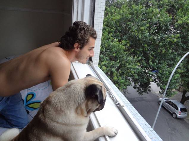 Giuliano Landini com o cachorro, Barthô Giuliano Landini com o cachorro, Barthô