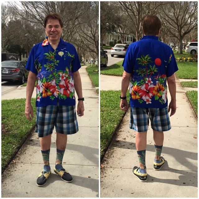 Silvio Santos mostra seu look de ver&atilde;o em f&eacute;rias na Fl&oacute;rida, onde passa f&eacute;rias