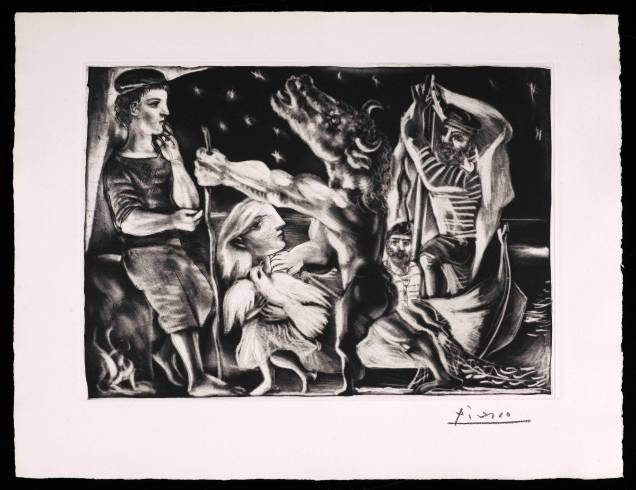 Minotauro cego guiado por uma menina na noite (Suite Vollard 97), de Picasso (1934 novembro-dezembro)