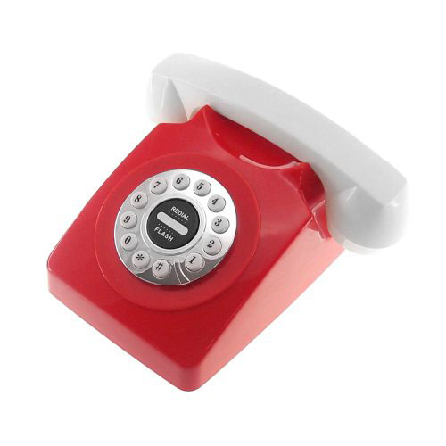 Telefone vintage vermelho, R$ 169,00, da <a href="https://www.designnmaniaa.com.br/siteNovo/" rel="Design Mania" target="_blank">Design Mania</a>