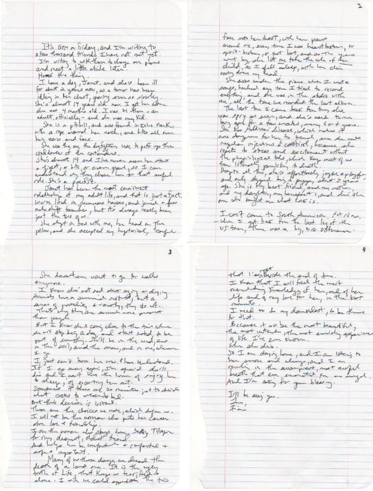 Carta de Fiona Apple