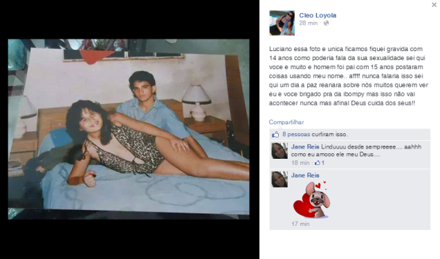 Postagem no perfil da ex-mulher de Luciano pedindo desculpas pela falsa acusação em relação à sexualidade do cantor