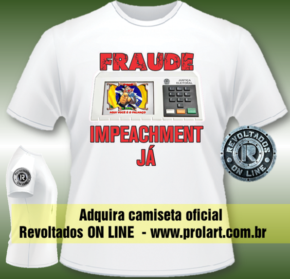 Camiseta com crítica à suposta fraude nas urnas eletrônicas na eleição