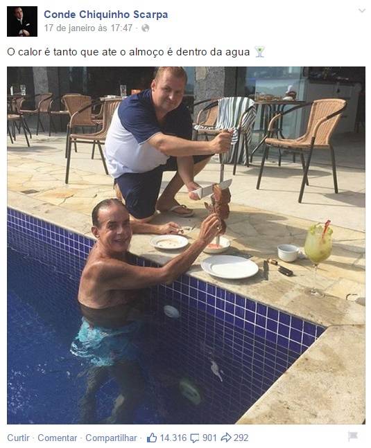 Almo&ccedil;o dentro d&aacute;gua: um dos posts de Chiquinho que d&atilde;o o que falar