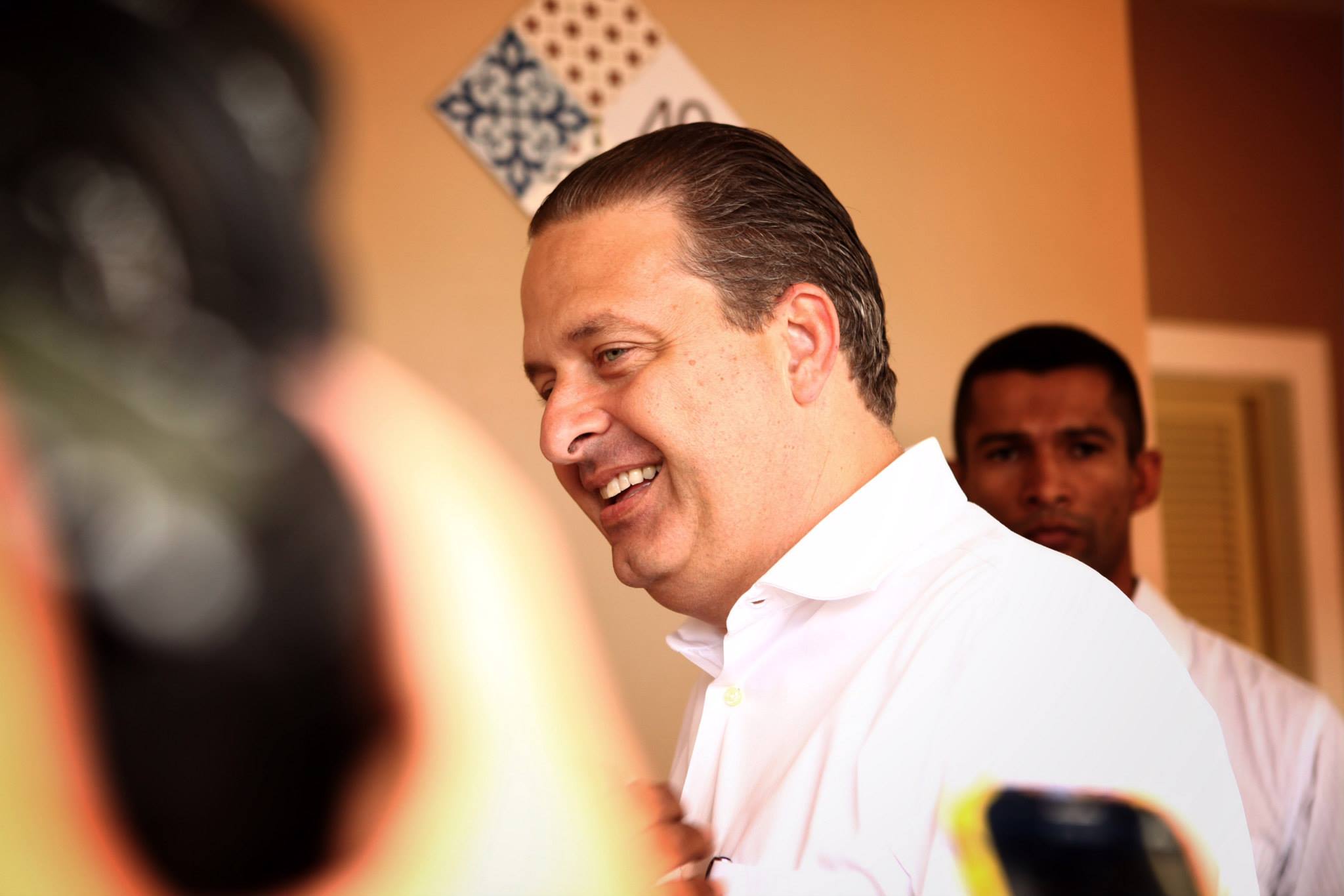 Eduardo Campos, ao lado de Marina Silva em evento em Jo&atilde;o Pessoa, na Para&iacute;ba