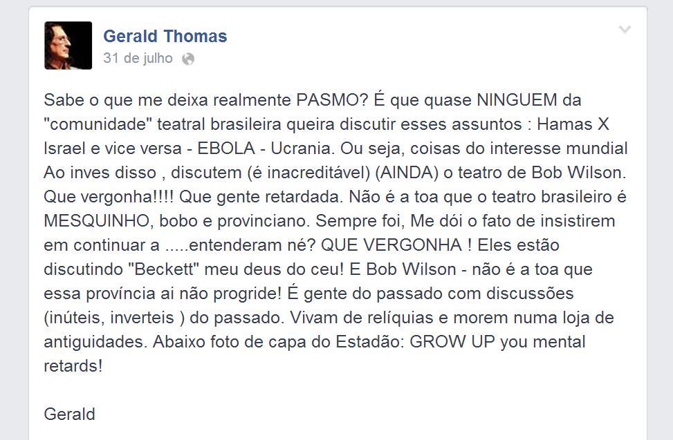 Facebook - discussão entre Roberto Alvim e Gerald Thomas