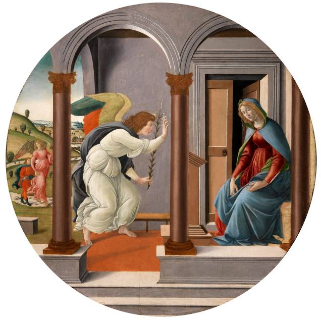 Alessandro di Mariano di Vanni Filipepi dito Sandro Botticelli: Annunciazione, sem data, óleo sobre madeira