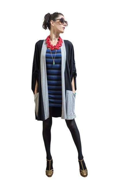 Quimono de malha preto e cinza, R$ 289,90, da <a href="https://www.japonique.com.br/" rel="Japonique" target="_blank">Japonique</a>