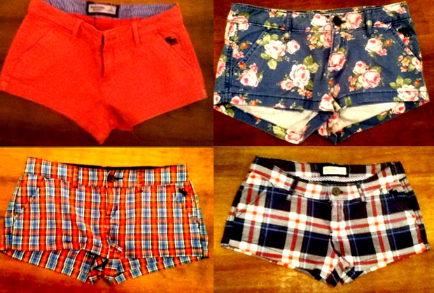 Shorts da Abercrombie. Pre&ccedil;o: R$ 10,00 cada pe&ccedil;a