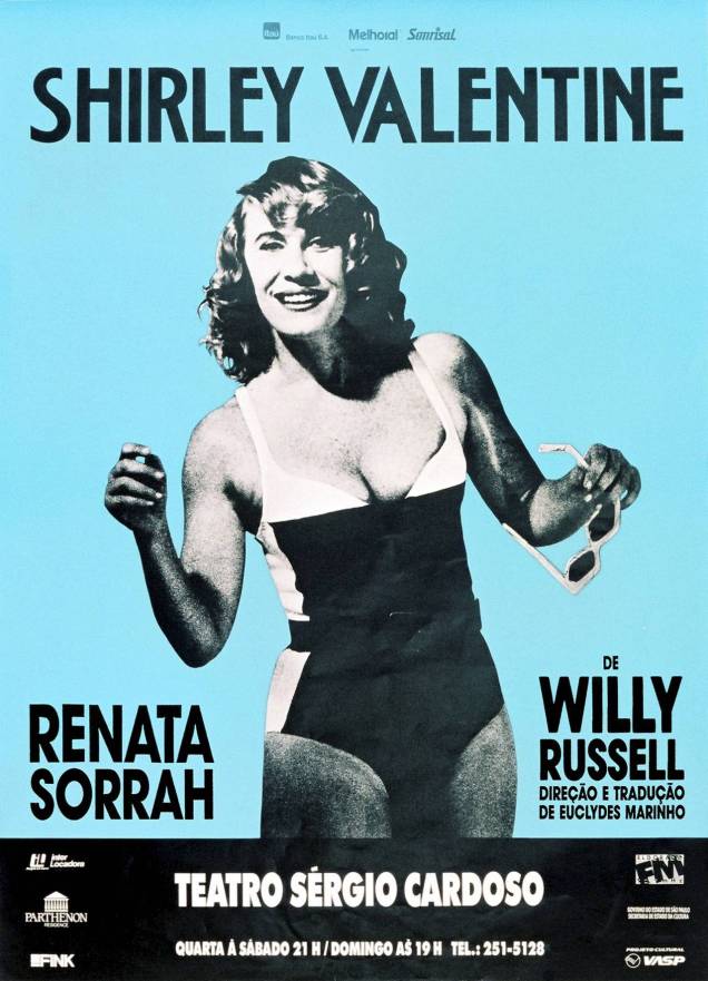 Anúncio criado por Gringo Cardia para a peça "Shirley Valentine", estrelada em 1991 por Renata Sorrah