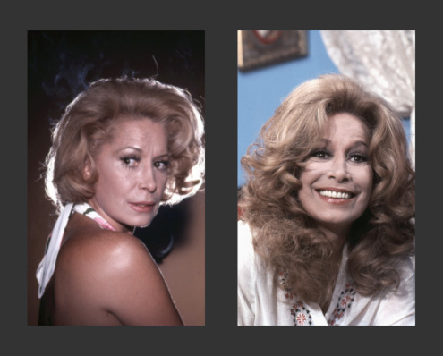 	A atriz Cleyde Yáconis em dois momentos na TV Tupi: Mulheres de Areia, em 1973, e O Julgamento, em 1976