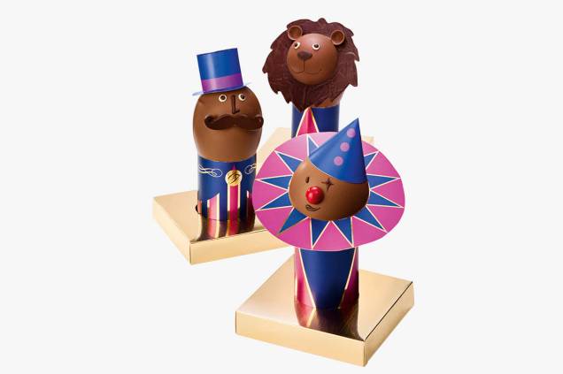 Chocolates de palhaço, apresentador de circo e leão: R$ 157,00, R$ 159,00 e R$ 198,00, respectivamente