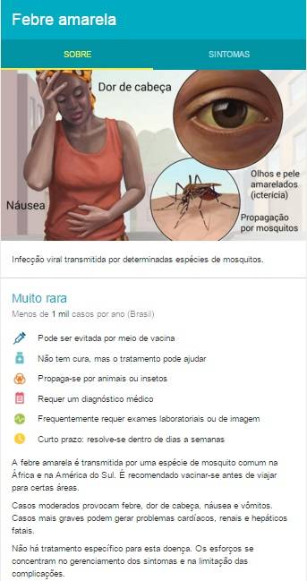 Novidade nas buscas: quadros explicativos de doen&ccedil;as