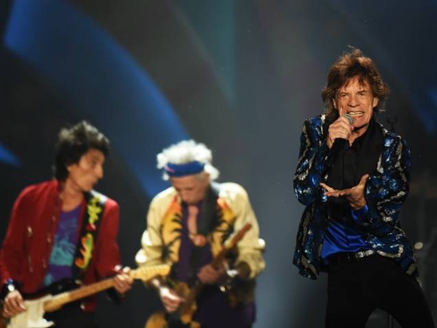 Rolling Stones: Ron Wood, Keith Richards e Mick Jagges em show no estádio no Morumbi
