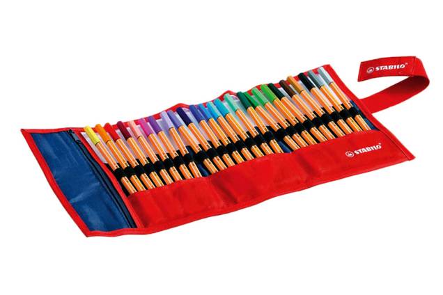 Estojo com 25 canetas coloridas de ponta fina: R$ 174,90