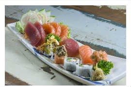 Cortes de sushi e sashimi do AC Sushi
