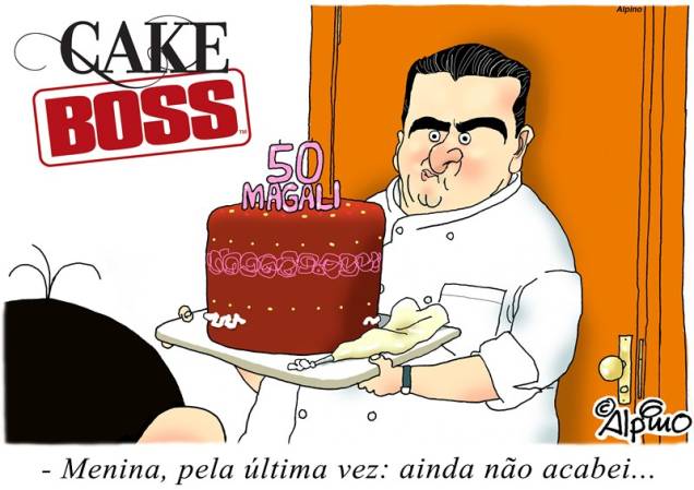 O cartunista Alpino faz uma cômica imagem com Magali e o Cake Boss