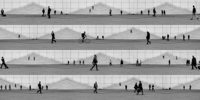 Na fotografia <em>Andares La Defense</em>, Lucas Lenci faz uma montagem em 24 frames 