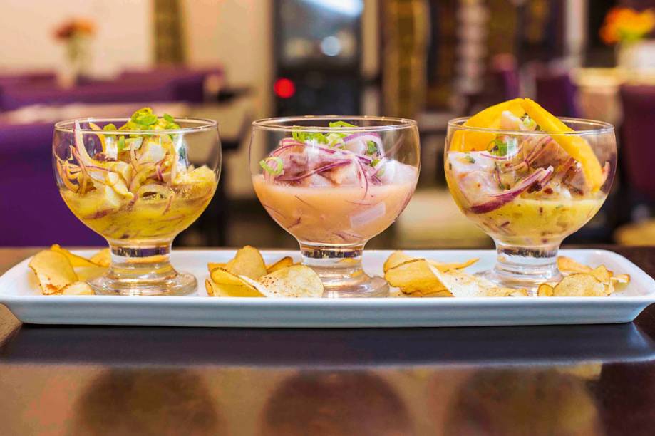 Ceviche: trio preparado com peixe branco