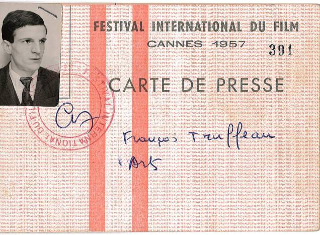 	Credencial de imprensa do diretor no Festival de Cannes de 1957
