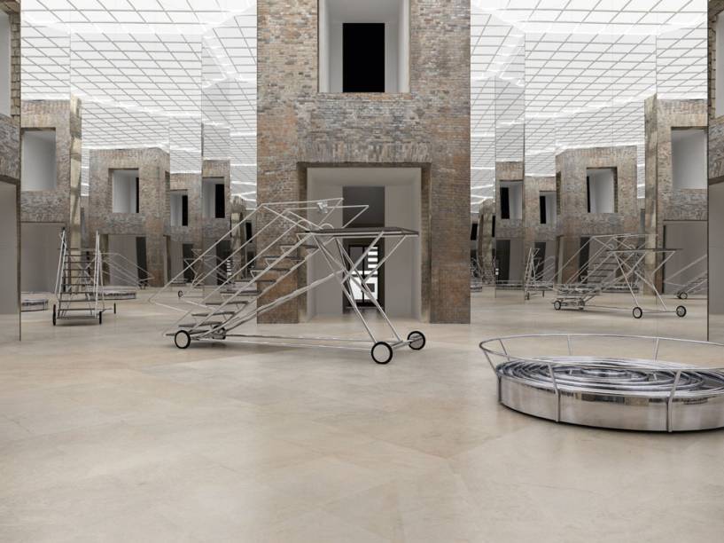 Exit III com Parede Niemeyer: a obra coloca espelhos no octógono