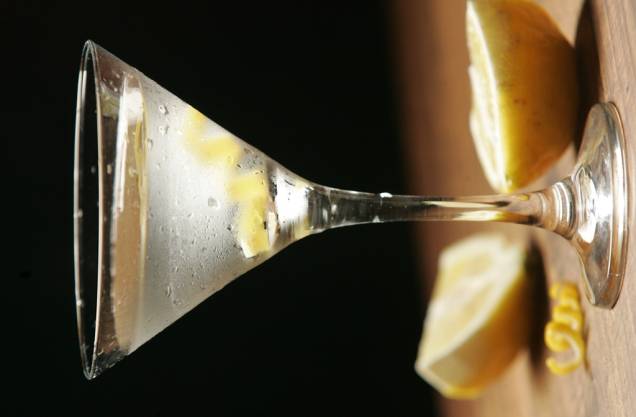 Fisherman’s martini: gim, gotas de limão-siciliano e twist da casa da fruta