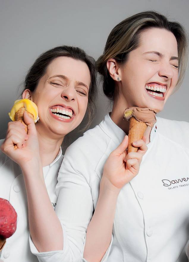 Débora Tesoto e Suellen Ferrari, da Davvero Gelato Tradizionale: sabor exclusivo para o evento, amêndoa com creme de pistache (15 reais o pequeno)