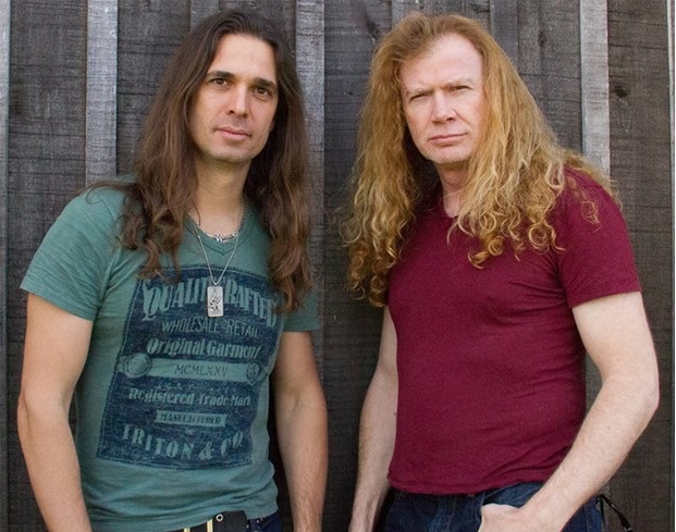 Brasileiro Kiko Loureiro e Dave Mustaine, do Megadeth: nova formação em show na cidade