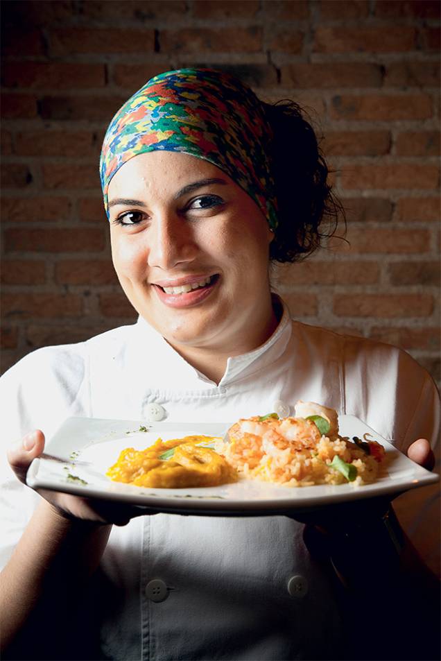 A chef Lisandra Amaral: no ambiente descolado, ela serve pratos feitos com ingredientes do dia