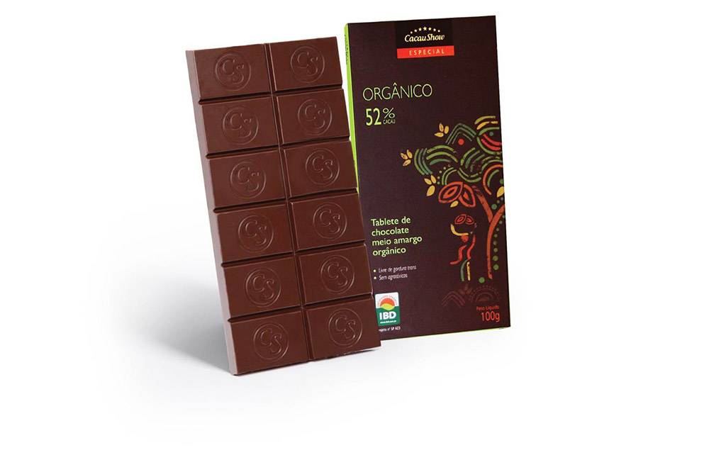 Tablete de chocolate meio amargo orgânico
