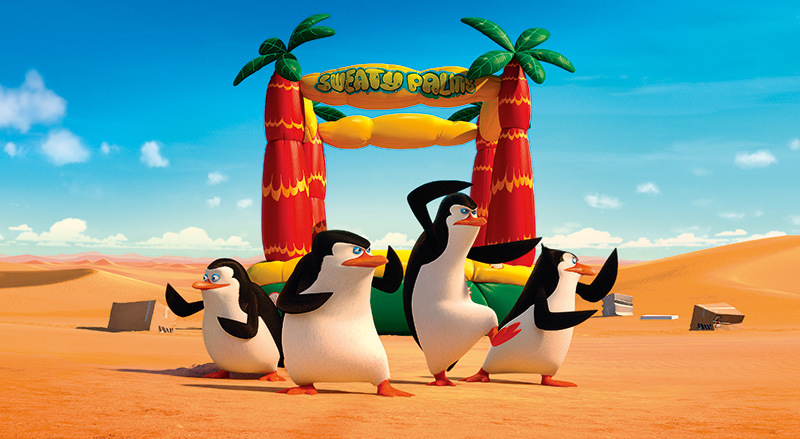 Os Pinguins de Madagascar: o quarteto de aves em uma missão para combater um vilão, ação e humor