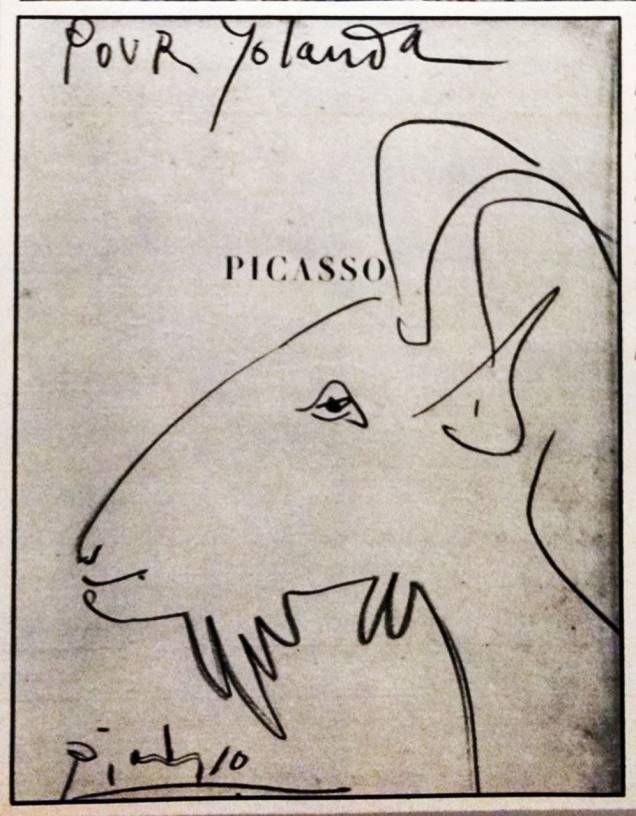 Desenho de Picasso para Yolanda Penteado