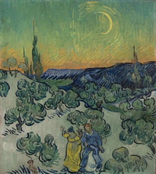 "Passeio ao crepúsculo",de Vincent van Gogh, 1889-90
