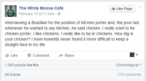 Dono de café irlandês provoca polêmica no Facebook após comentário sobre empregado brasileiro