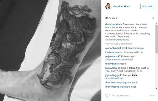David Beckham mostra nova tatuagem (sim, mais uma) em conta no Instagram nesta quinta (31)