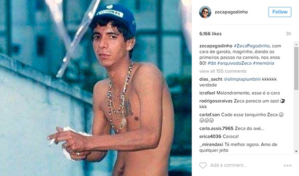 Zeca Pagodinho aparece irreconhecível em foto no Instagram e é comparado a Ayrton Senna