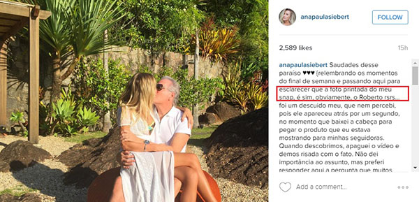 Ana Paula Siebert, mulher de Roberto Justus, explica “homem nu” do Snapchat