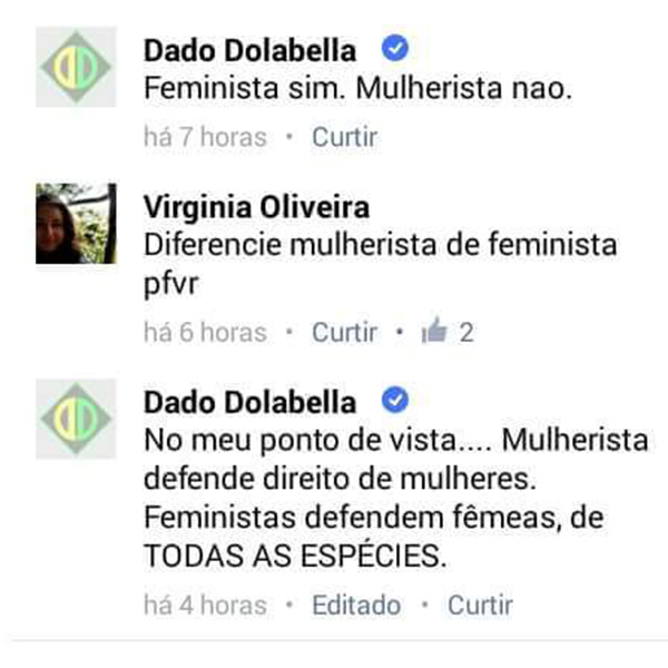 Comentário polêmico de Dado Dolabella irrita mulheres e vira piada na internet