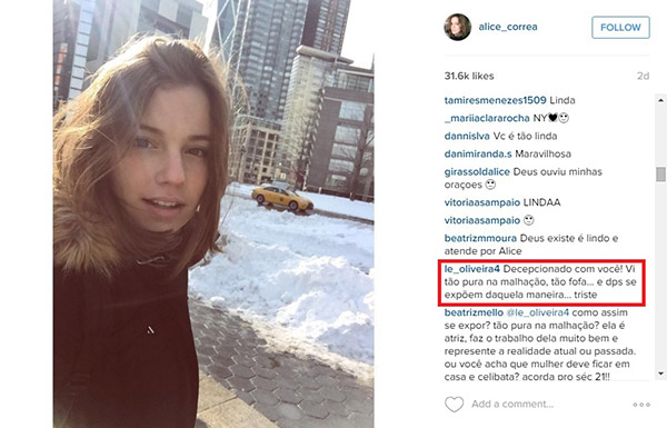 Alice Wegmann dá resposta perfeita para fã que criticou cena de nudez em “Ligações Perigosas”