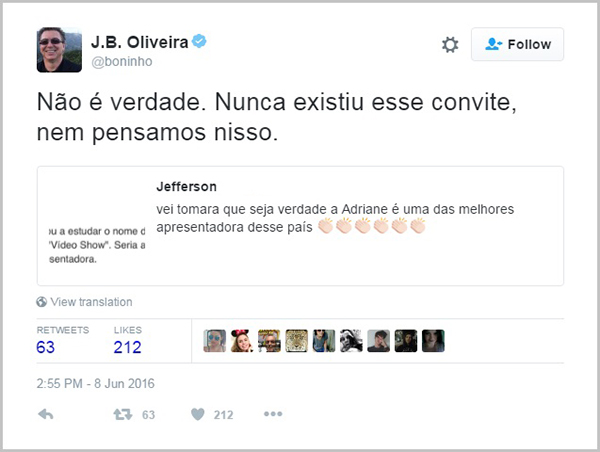 Após boatos, Boninho alfineta Adriane Galisteu na internet: “Puro jogo de mídia!”