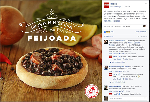 Habib’s “lança” sabor diferente de esfiha e confunde clientes no Dia da Mentira