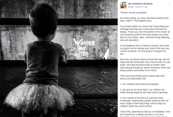 No Facebook, mulher escreve poderosa mensagem para defender filho que usa saia de bailarina