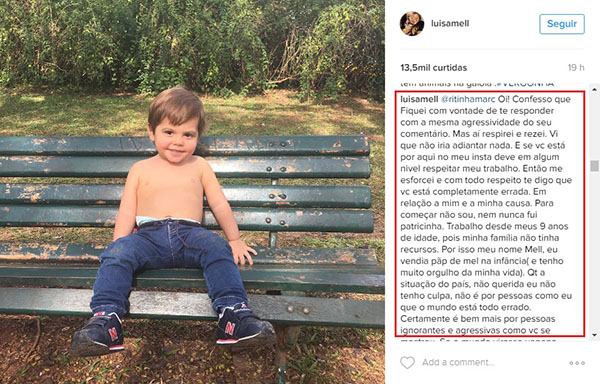 Luisa Mell discute com seguidores após fazer desabafo sobre dificuldade para encontrar escola para filho